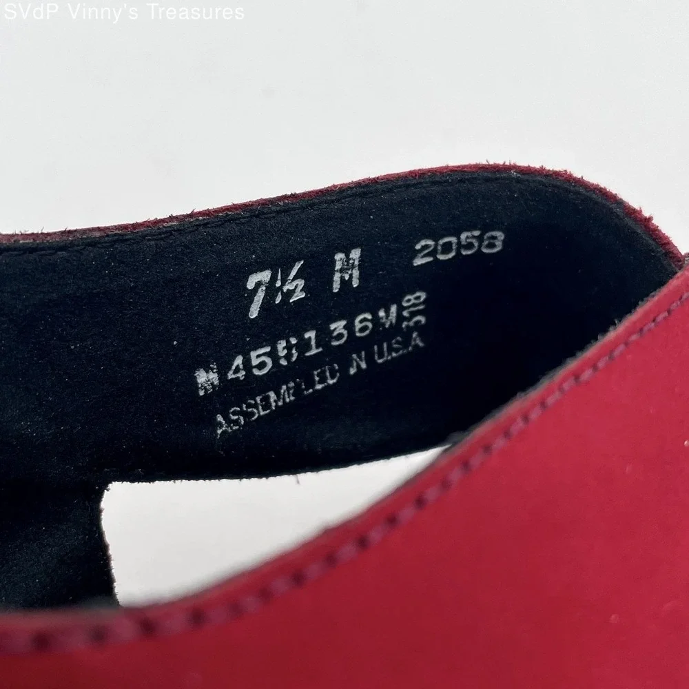 Munro Red Nubuck Leather Slingback Heels Womens 7.5M Comfort Sandals USA